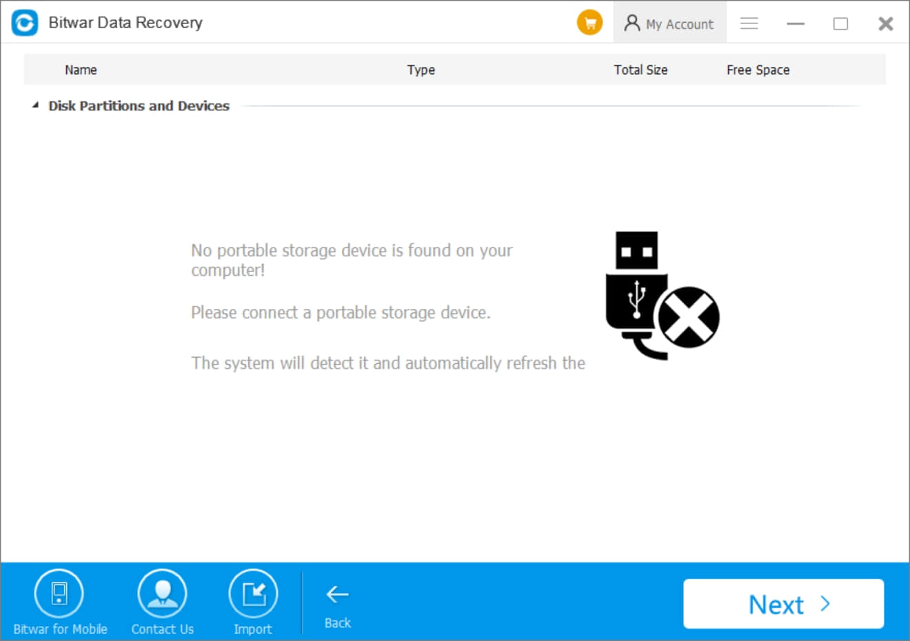 Bitwar Data Recovery Software 6.35 plug pen drive