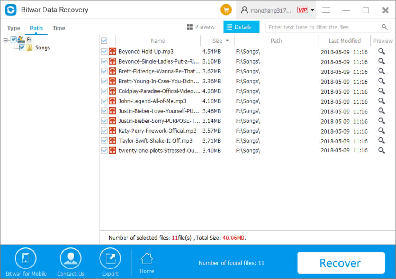 6-Data Recovery-Formatted Musics Recovery-Scanning Results