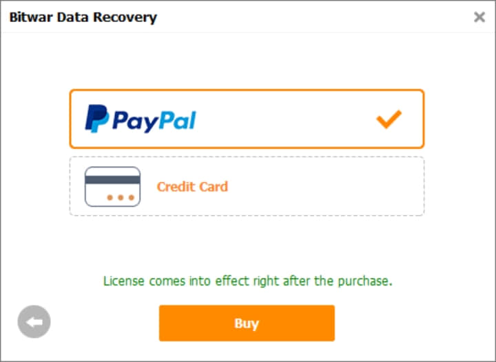 Bitwar Data Recovery Payment Methods