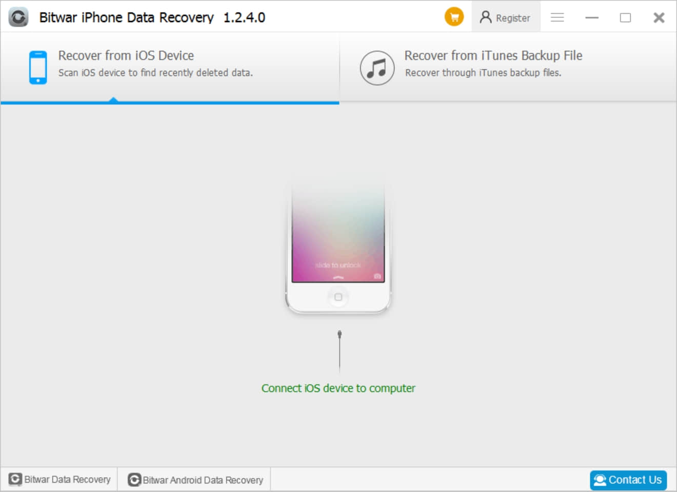 2.Bitwar iPhone Data Recovery connect iPhone with computer