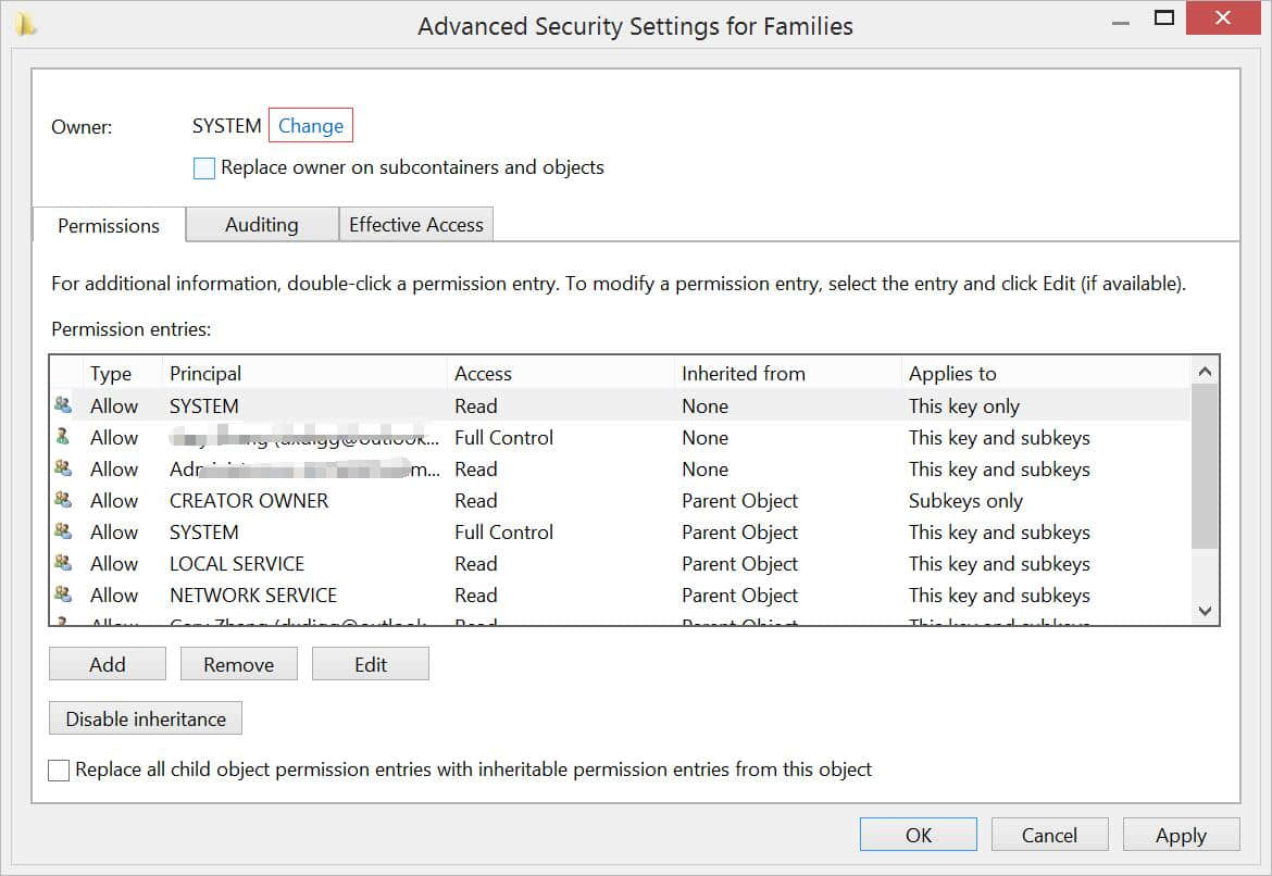 invalid value for registry